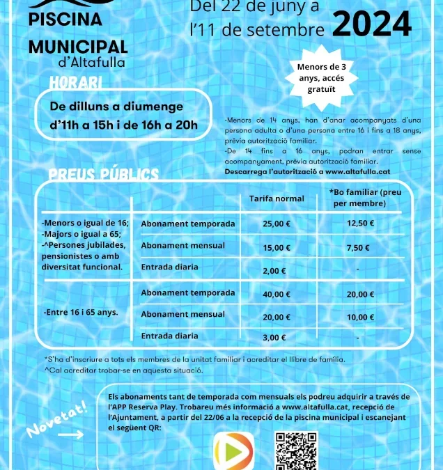 Piscina Municipal Altafulla 2024