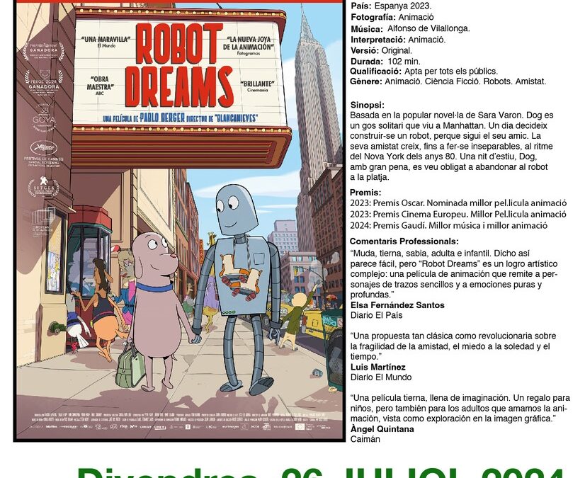 Cinema a la fresca amb el Cineclub Altafulla Link: Robot Dreams